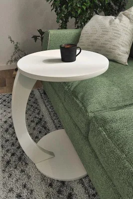 Immagine prodotto di Tavolino rotondo con rotelle 38 x 38 x 56 cm bianco