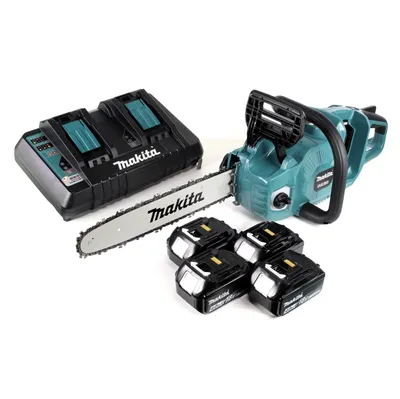 Image de Makita DUC 353 PM4 Tronçonneuse à chaîne sans fil 36V ( 2x18V ) Brushless 35 cm + 4x 4,0 Ah batterie + chargeur double