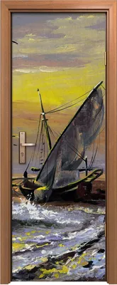 Produktbild von Türposter 70x200 cm Türaufkleber Türtapete Türfolie Klebefolie Meereslandschaft Meer Segel boot