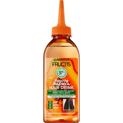 Image de Garnier Fructis Papaya Hair Drink - Conditionneur lamellaire intensif pour cheveux abîmés, 200ml