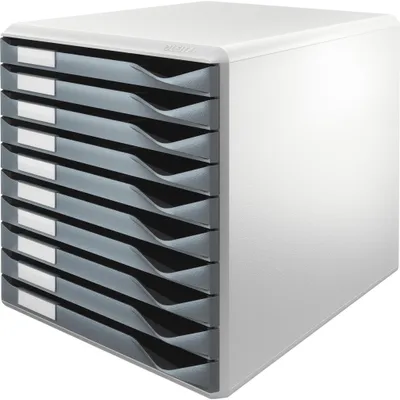 Produktbild von Leitz Schubladenbox 52810089 DIN A4 10Schubfächer lichtgr/d.gr