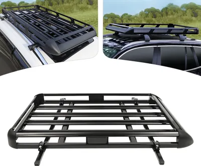 Produktbild von Universal Auto Gepäckträger 140cm Dachständer Korbwanne Gepäck Laderträger Aluminium Schwarz
