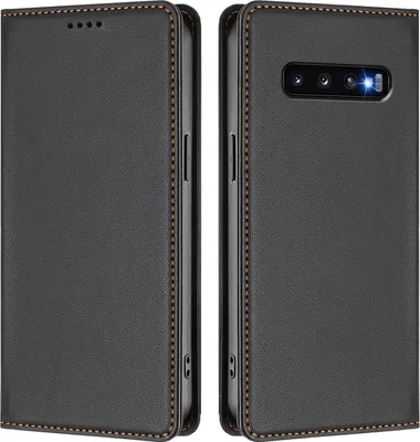 Obrázek produktu pro Kožené pouzdro pro Samsung Galaxy S10, magnetické flipové pouzdro zPolyuretankůže se stojánkem Černá