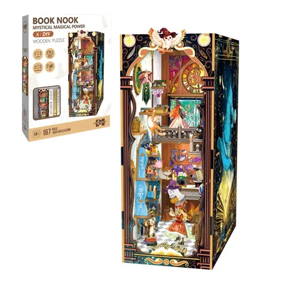 Produktbild von 3D-Puzzle Book Nook KIT, DIY-Puppenhaus-Bausatz mit LED-Licht für Erwachsene