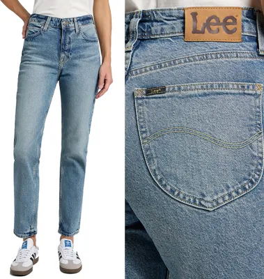 Zdjęcie produktu dla LEE, damskie spodnie jeansowe, model CAROL, krój luźny, rozmiar W25 L33, kolor niebieski, jeans, spodnie typu baggy
