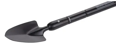 Produktbild von BLACK+DECKER Gartenkelle, Spitzer Kopf, Teleskopstiel 77-105 cm, Hitzebeständig, Schwarz
