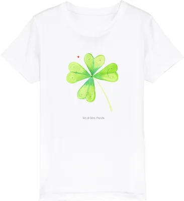 Produktbild von Mr. & Mrs. Panda Kleinkinder T-Shirt Blume Kleeblatt 12-14 Jahre (152/164) - Weiß - Geschenk, Glücksbringer, Garten, Umzug, Öko Kinder, Glück, Bio, Neuanfang, Organic