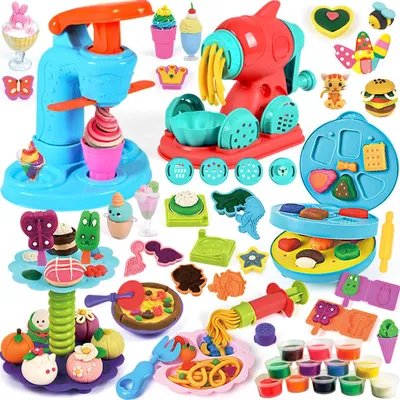 Imagen del producto de Kit con 24 botes de plastilina, accesorios para plastilina y una máquina para hacer helado, para niños mayores de 3 años, ideal para juegos creativos