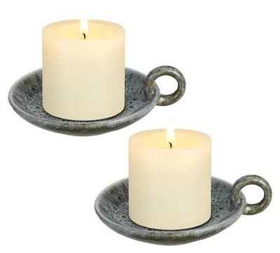 Produktbild von Set aus 2 Keramischen Kerzenhaltern im Vintage-Design