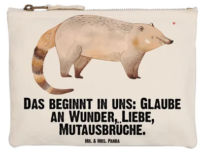 Produktbild von Mr. & Mrs. Panda Kosmetiktasche Nasenbär Grösse XL Große - Weiß - Geschenk, Federtasche, Lustige Sprüche, Rüsselbär, Nasenbären, Kulturbeutel, Etui, Pouch, Bär