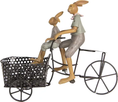 Produktbild von Clayre & Eef Dekorationsfigur Kaninchen 28x12x23 cm Braun Kunststoff Fahrrad