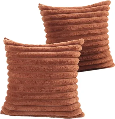 Obrázek produktu pro MODFU povlaky na polštáře, sametové dekorativní polštáře, moderní jednobarevný povlak, pratelný se skrytým zipem, 50 × 50 cm, hnědý