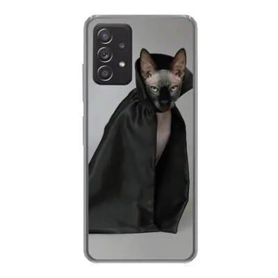 Produktbild von MuchoWow® Handyhülle Schutzhülle Hülle für Samsung Galaxy A33 5G Katze - Umhang - Schwarz Silikon Softcase Handy Hülle - Kartenhalter