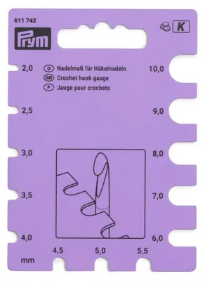 Produktbild von PRYM Nadelmaß für Häkelnadeln, Kunststoff, 13 Aussparungen 2 - 10 mm