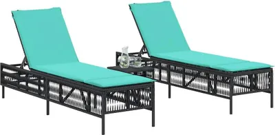 Obrázok produktu pre vidaXL Lehátka 2 ks so stolíkom Black Poly Rattan