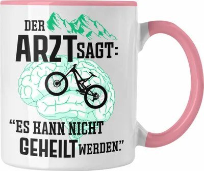 Produktbild von Trendation - Mountainbike Geschenke für Männer Tasse Geschenk Mountainbike-Fahrer Geschenkideen (Rosa)
