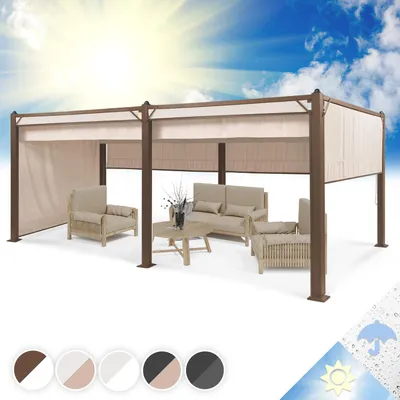 Zdjęcie produktu dla BlumfeldtPantheon Cortina Rust, altana ogrodowa, pergola, pawilon, 3 x 6 m, 4 rolety boczne, dach