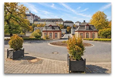 Produktbild von Premium Textil-Leinwand 120x80cm quer Schloss Weilburg | Wandbild, HD-Bild auf Keilrahmen, Fertigbild auf hochwertigem Vlies, Leinwanddruck von Petrus Bodenstaff