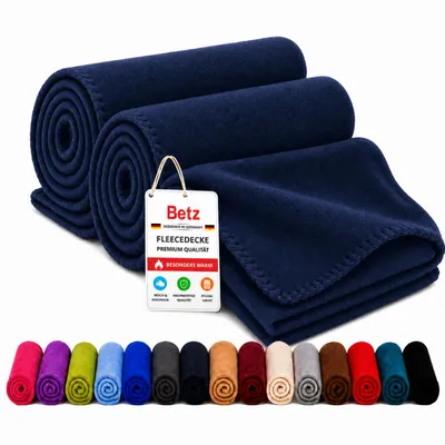 Image de Couverture polaire Betz, 2 pièces, 130 x 170 cm, 180 g/m² – Couverture d'intérieur et couverture douillette – Couverture moelleuse pour canapé – Légère, chaude et facile d'entretien – Bleu foncé, Image générée par une IA