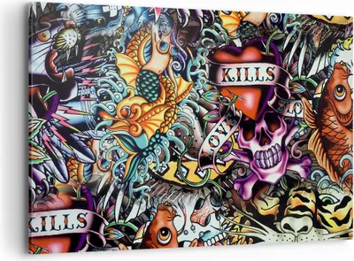 Produktbild von Bild auf Leinwand - Leinwandbild - Graffiti modern - 120x80cm - Wand Bild - Wanddeko - Wandbilder - Leinwanddruck - Bilder - Kunstdruck - Wanddekoration - Leinwand bilder - Wandkunst - AA120x80-3759