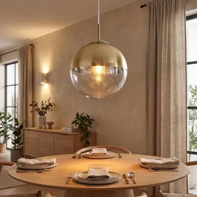 Produktbild von LED Pendellampe, Glaskugel, gold transparent, 25 cm, VARUS