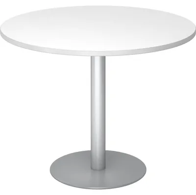 Zdjęcie produktu dla BISTRO F100R S – systemowy stół konferencyjny, biało-srebrny, Ø 100