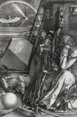 Produktbild von Albrecht Dürer Kunstdruck Bild - Melencolia I, Die Melancholie, 1514, S/W (180 x 120 cm)
