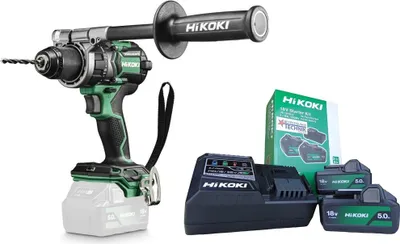 Image de HIKOKI Perceuse-visseuse sans fil 18,0 Volts DS18DC DS18DBL2 + 2x Batteries 5,0 Ah BSL1850MA dans le carton 136 Nm