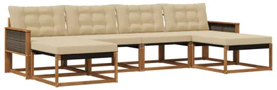 Produktbild von vidaXL Outdoor-Sofagarnitur mit Kissen 6 pcs Natur und Beige