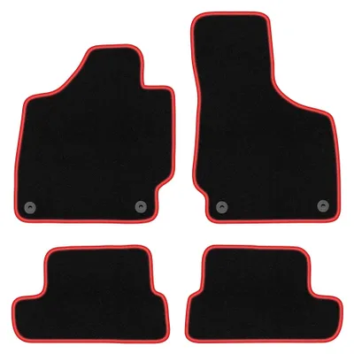 Obrázek produktu pro Velurové autokoberce pro: Audi TT II 8J 2006-2014 (kabriolet/roadster/kupé) – sada 4 ks, černo-červené, na míru – Wielganizator CARLUX