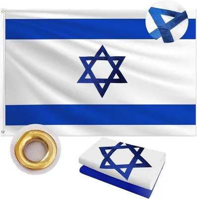 Produktbild von Außenflagge Israel 3 x 5 ft - Robuste Oxford-Stoff mit Gesticktem Davidstern