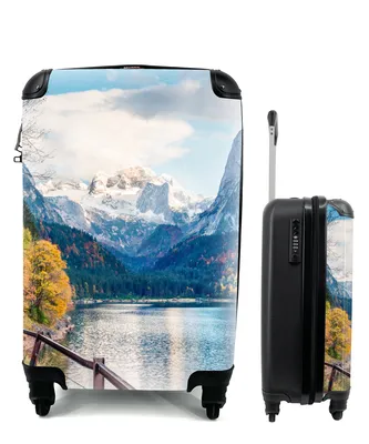 Produktbild von MuchoWow® Koffer Handgepäck Trolley Rollkoffer Kleine Reisekoffer mit 4 Rollen - Berge - See - Weg - Natur - Wasser - Cabin Size < 55x40x23 cm & 55x40x20 cm - Fotokoffer - Kabinenkoffer - Boardgepäck - Reise-Box - Reisekoffer - Reisegepäck - Koffer mit Bild - Trolley für Kinder