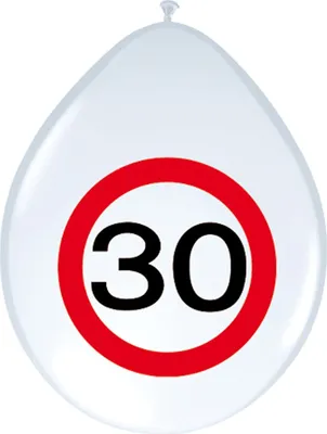 Produktbild von Luftballon 30cm 8 Stück weiß Verkehrsschild 30