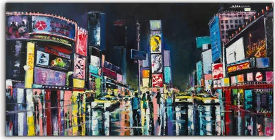 Produktbild von Coloray - Glasbild - 100x50 cm - Wandbild - Glasbilder - Deko Stadt New York bunte Straßenlicht