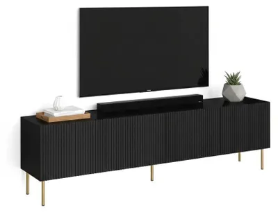Produktbild von Dmora TV-Schrank Varenna 200x42x52h cm Schwarz, 4 Ablagen, 8 Fächer