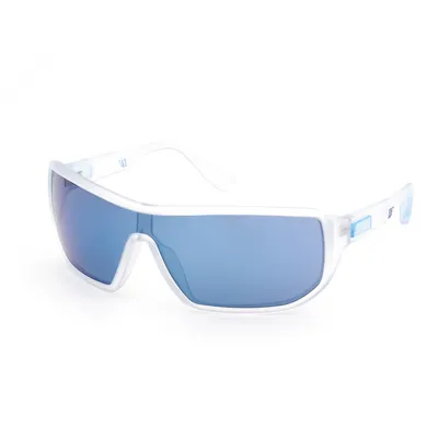 Immagine prodotto di Web - Occhiali da sole da uomo WE0299- Forma a mascherina, colore cristallo, colore lenti blu,