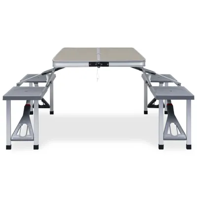 Image de vidaXL Table de camping pliante avec 4 sièges acier aluminium