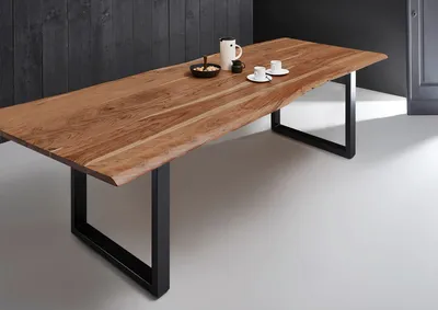 Produktbild von SAM® Esstisch Baumkante massiv Akazie natur 300 x 100 schwarz MILO