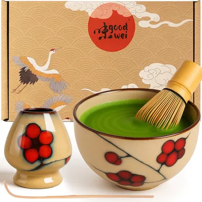Produktbild von Matcha Set "Plum" mit Schale, Besen & Besenhalter – ideales Starterset für Matcha-Zeremonie und stilvollen Teegenuss