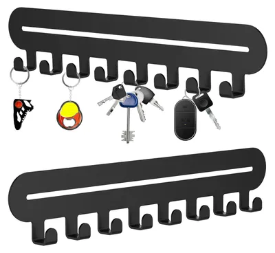 Schlüsselhalter aus Metall, 8 Haken, selbstklebend, für Wandmontage