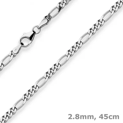 2-8mm-Figarokette-diamantiert-aus-925-Silber-rhodiniert-45cm