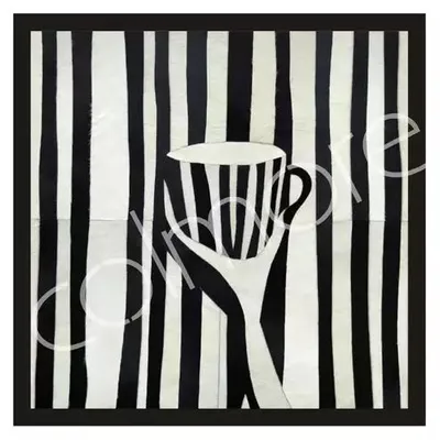 Productafbeelding van Wanddecoratie SINDI, 100% leer, 61x61 cm, zwart en wit