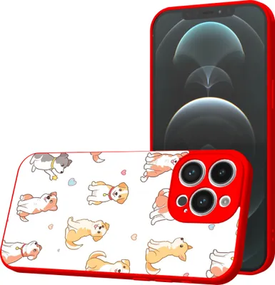Produktbild von Smartphonica Handyhülle Geeignet für iPhone 12  Pro Max mit Hundedruck - TPU Back Cover Case Hundedesign - Rot
