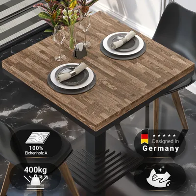 Produktbild von MASSIV STEEL | Gastro Massiv Tischplatte | B:T 70 x 70 cm | Walnuß | Quadratisch | Bistro Massiv Tischplatte | Gastro Massiv Tischplatte