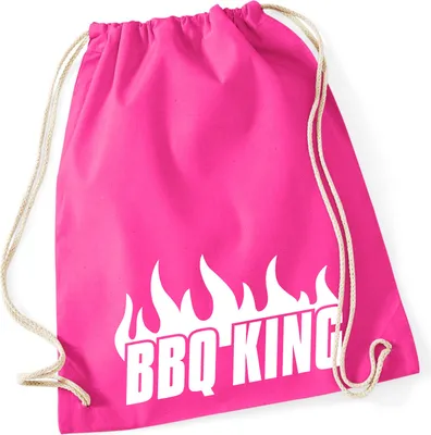 Produktbild von Huuraa Turnbeutel BBQ King Flammen 12 Liter Fuchsia Baumwolle Rucksack Geschenkidee