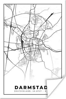 Produktbild von MuchoWow® Poster Karte - Darmstadt - Stadtplan - Wegbeschreibung 120x180 cm - Kunstposter