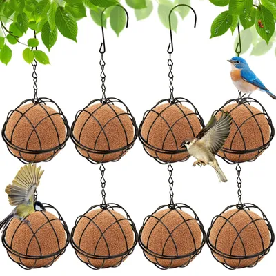Produktbild von 8 Stück Futterhalters für Meisenknödel, Vogelhaus, Halterung für Meisenknödel zum Aufhängen, Metall-Vogelfutterspender, Futterstelle für Vögel, geeignet für Wildvögel, Garten, Balkon
