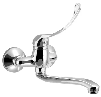 Produktbild von AQUALINE 35 Wandarmatur mit 100mm Abstand, medizinischer Hebel, erhöhter Aufhänger, 220mm, Chrom
