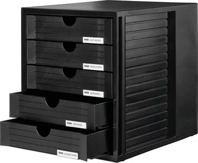 Image de Boîte de rangement DIN A4, 5 tiroirs, noire, rangement de bureau
