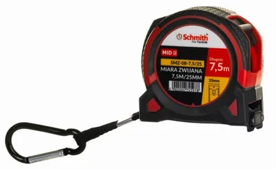 Produktbild von Schmith Rollbandmaß 7,5m x 25mm Magnet Maßband 7,5m x 25mm Taschenbandmaß Rollmaßband professionell metrisch mit Bandrücklauf und Feststeller ergonomisch robust